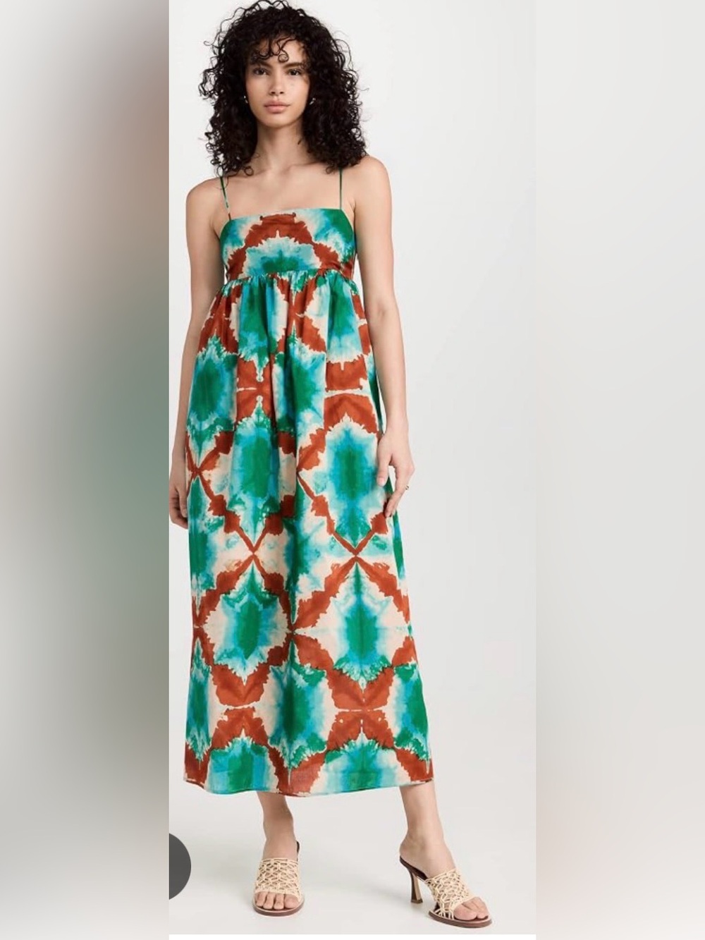 Rails Teal Green and Rust Tie-Dye Midi Dress